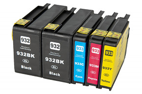 Sada 5ks kompatibilních cartridgí HP 2x 932XL BK a 1x 933XL CMY (C2P42AE)