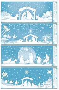 Vánoční okenní fólie čpruh, modré